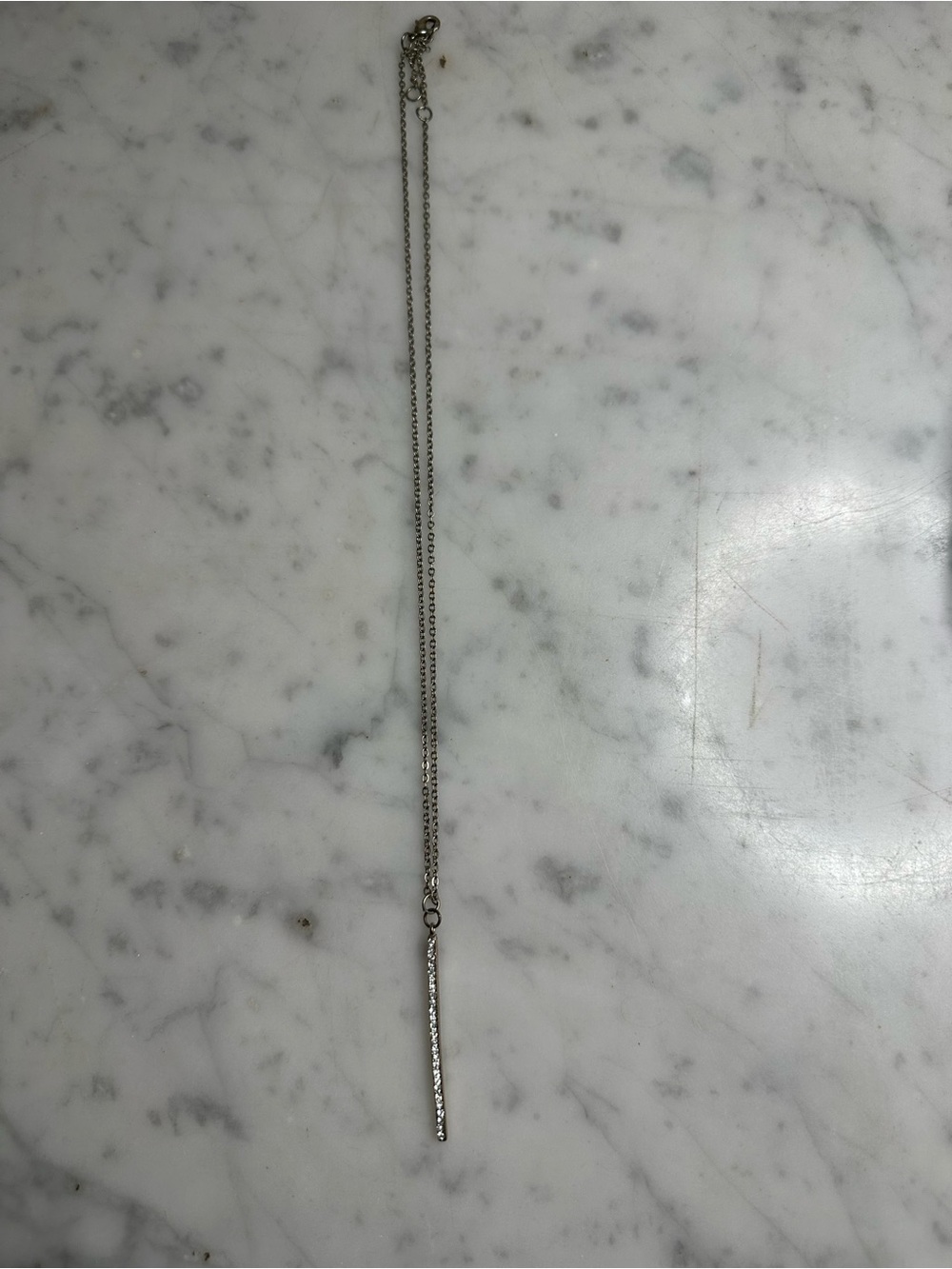 Kendra Scott Silver Tone Pavé Vertical Bar Pendant Necklace